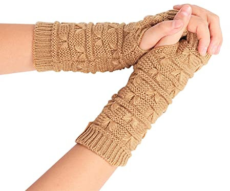 Damen Fingerlose Handschuhe Handgelenk Handschuhe Fingerlose Handschuhe Mädchen Kawaii Halb Fingerhandschuhe für Handgelenk mit Daumenloch Strick Fingerlose Fäustlinge