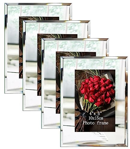 PETAFLOP Bilderrahmen 10x15, Bilderrahmen Glas 4er-Set für Hochzeiten, Häuser, Büros