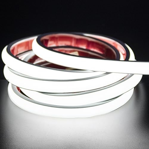 pcning COB LED Streifen 230V Direktanschluss 5M Selbstklebend, 5 Meter LED Lichtband IP67 Wasserfest Kalt Weiss (Kaltweiss, 5)