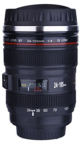 6Types Lens Shaped Insulation Cup Lens Coffee Mug Photographer Camera Mug Tea Water Bottle (five generations (black))