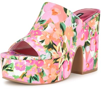 Nine West Women's Olley2 Wedge Sandal, Pink Floral 660, 8