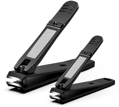 FERYES Elegantes Nagelknipser-Set, 2-teilig – Zehennagelknipser und Fingernagelknipser, scharfe Nagelschneider für Männer und Frauen, präzise Pflege für atemberaubende Nägel – Schwarz