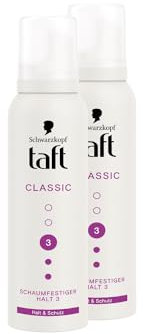 Schwarzkopf Taft Schaumfestiger Classic Halt & Schutz (2x 150ml), Haltegrad 3, Haarschaum für alle Haartypen, für Haarschutz und Halt, vegane Formel*