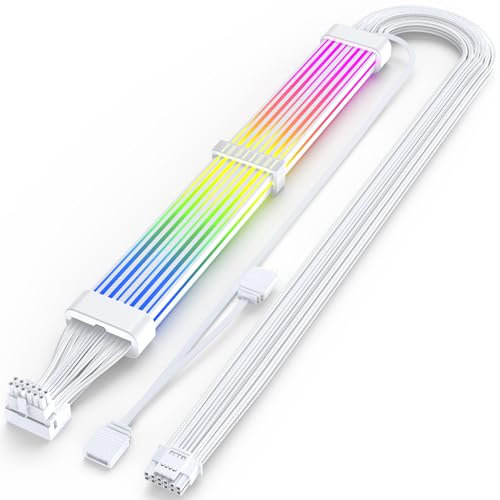 Sirlyr 12VHPWR RGB PSU Cable, adaptador de 90 grados, cable GPU de 16 pines, PCIE 5.0 ARGB alargador - macho a macho para RTX 3090Ti 4080Ti 4090 600 W tarjeta gráfica a fuente de alimentación ATX 3.0,