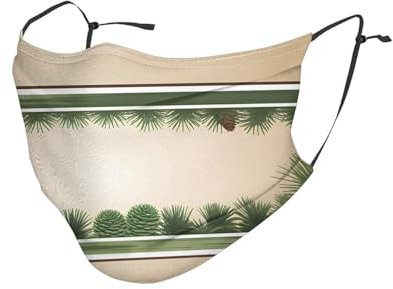 Yyhwhjde Erwachsenenmasken, waschbar, weich, atmungsaktiv, geeignet für Camping, Laufen, Reisen, den täglichen Gebrauch, Tannenzapfen-Bordüre, Drucke, 1 Stück