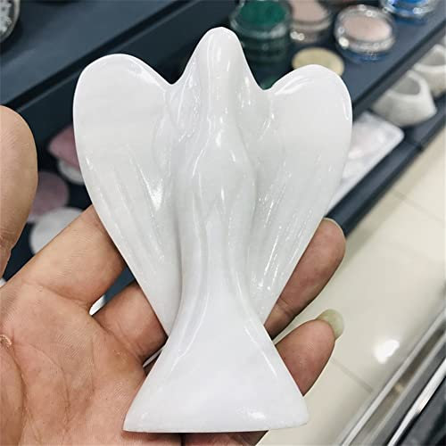 SSOPTMCB 1 Stück 10 cm natürlicher Kristall weißer Jade-Marmor-Engel-Edelstein Schutzengel-Statue Kristallstein Heimdekoration QINTINYIN Kristalldekoration Reiki Crystals