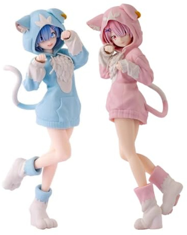 Anjinguang Figurine de chat Ver Rem et Ram Re 0 de l'anime Rem et Ram Re 0 - 21 cm - Figurine d'action en PVC - Cadeau pour décoration de gâteau