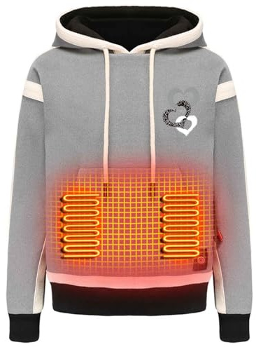 BVEBJDX Heated Hoodie UK Sale, Men Women Electric Heated Sweatshirt Washable Heated Jackets with Hood, Winter Fleece Heating Sweater Heated Body Warmer With 3 Levels Heat Settings, 9 Heating Zones