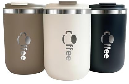 LINDACA 480ML/16OZ Tazza da caffè compatta a doppia parete in acciaio inossidabile (nero)