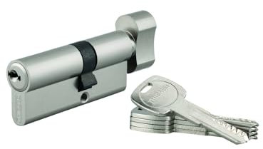 THIRARD - Demi-Cylindre de Serrure Ecopro - Laiton - Anti-Arrachement - Mécanisme à 5 Goupilles - 30B x 40 mm - Gris - 3 Clés En Acier Nickelé - Installation Rapide