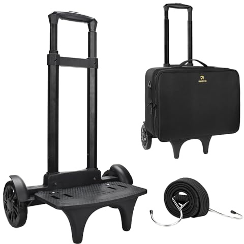 Relavel Faltbare Sackkarre, Leichter Rollwagen mit 2 großen Rädern, einfacher Treppensteigen, Faltbarer Gepäckwagen, perfekt für Make-up-Künstler, geeignet für Umzugsrucksack, extra großer
