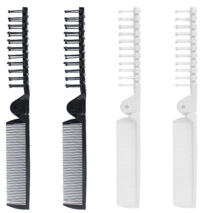 4 Pcs travel brush,mini hair brush,Double Headed folding travel hair brush,White and black Anti Static Hair Brush,Pocket Size Collapsible,Headed Massage Hair Comb for Thick, Thin Hair for Men Women