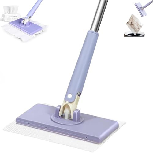 Mini balai à franges à changement automatique, rotatif à 360°, lavage à la main, poignée portable, balai à poussière polyvalent pour nettoyage à sec et humide, salle de bain, cuisine, miroir, sols