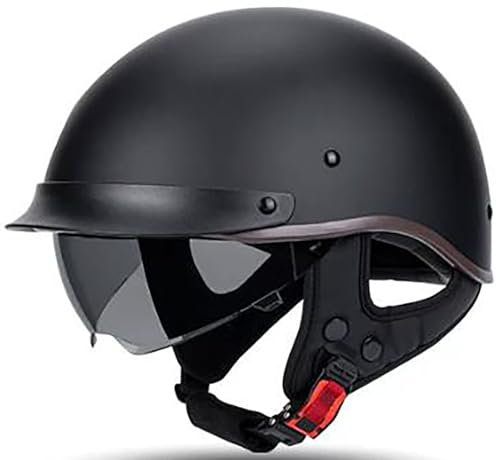 Retrò Caschi Jet Mezzo Casco Da Motociclista, Portatile Casco Scodella DOT/ECE Omologato, Vintage Sicurezza Estivo Moto Mezzo Casco, Casco Moto Jet Per Donna E Uomo Adulto 2,L=59-60CM