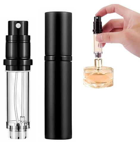 ZMaglorian Atomizador de perfume portátil recargable, botella vacía de 5 ml, nano niebla, mini atomizador de llenado inferior, dispensador de colonia de tamaño de bolsillo para mujeres y hombres
