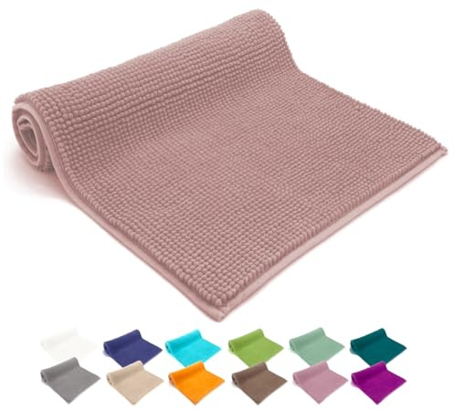 heimtexland ® Badvorleger Chenille Super Flauschig Saugstark Badteppich Badematte Ökotex Typ771 Altrosa 45 x 50 cm