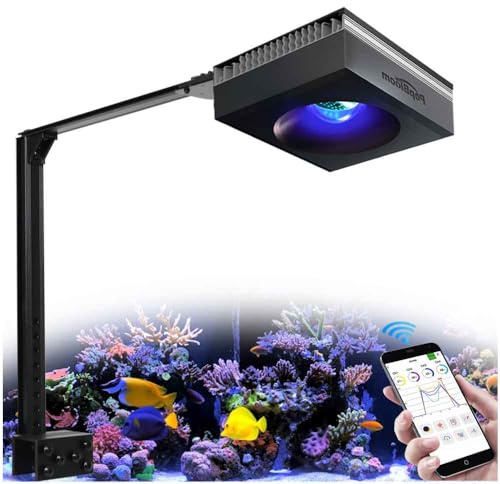 PopBloom WiFi Meerwasser LED 100W, Salzwasser LED beleuchtung volles Spectrum Aquarium Lampe für Reef Coral SPS/LPS Fischaquarium, APP unterstützt Deutsch (100W WiFi (Schwarz))