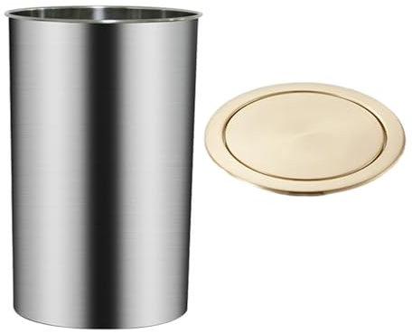 Pattumiera in Acciaio Inossidabile con Coperchio Basculante, pattumiera con Coperchio a ribalta da Incasso per Piano di Lavoro della Cucina, Scivolo per rifiuti Nascosto Rotondo e Coperchio