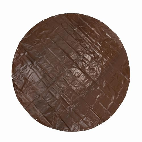 GUARD SHIELD Round Tarp 12 Feet Waterproof Heavy Duty Circle Tarps for Under Pool Brown/Silver Multi Purpose Circular Outdoor Cover