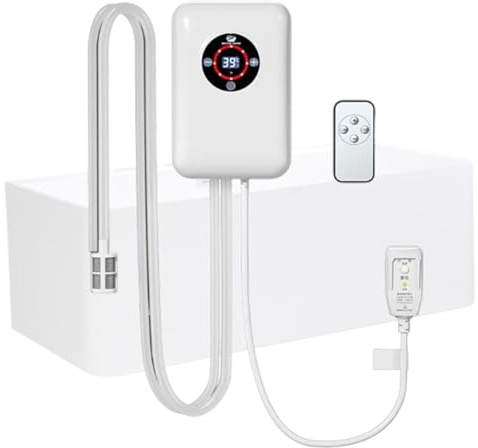 VCYEX Thermostat for Heating And Hot Water Control, Portable Bathtub Bath Heaters with Display, Adjustable Temperature 30℃-43℃ For Hot Tub BathWhite,8.6 * 5.8 * 2.9 inch