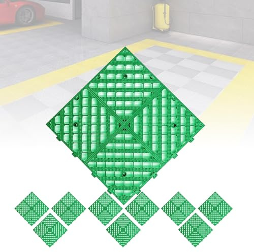 Pallet di Plastica, Piastrelle per Pavimenti da Garage, Tappetino da Garage in Plastica Antiscivolo, Impermeabile e Leggero, con Griglie Traspiranti, Adatto per Interni ed Esterni (10 pezzi)(Green)