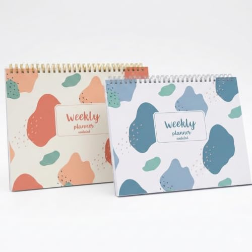 Weekly Planner Pad 52 Sheets Spiral Organizer, To-Do List, Meal Planner, Grocery List, Habit Tracker & Top Priorities 120 gsm Paper, Weekly Schedule 24×19.5 cm (BLUE)