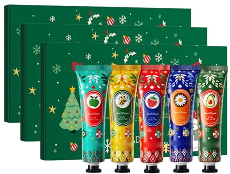 Lozione per le mani natalizia, 5 pezzi crema idratante per le mani da donna, mini formato da viaggio, per calze di Natale, regali sfusi per feste di Natale (3)