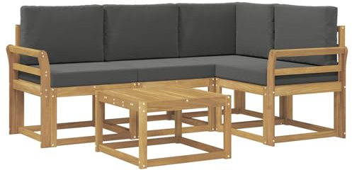 vidaXL Outdoor-Sofagarnitur mit Kissen 5 pcs Weiß und Anthrazit, Gartenmöbel, modernes Loungesofa, Eckset für die Terrasse, Robustes Sitzmöbel für drinnen und draußen