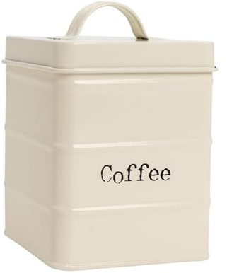 Harbour Housewares Metall-Kaffeekanister - Creme - 1 Stück - Retro-Küchenaufbewahrung, geerdeter Kaffeedose, Konservendose, Dosenbehälter, Gläser, luftdichter Deckel