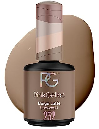Pink Gellac Gel Nagellack UV, Veganes Nagelgel - 252 Beige Latte 15 ml | Gelnagellack für UV Lampe, Einfache Anwendung Nail Polish für 14 Tage Salonqualität, Gellack Made in Holland