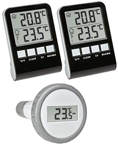 TFA Dostmann 30.3067.10.99 Palma Mega Funk-Poolthermometer mit 2 Display