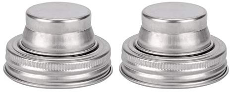 sourcing map 2 Pcs Stainless Steel Regular Mouth Mason Jar Shaker Lids with Silicone Seals Canning Cups for Mixed Drinks House Cocktail
