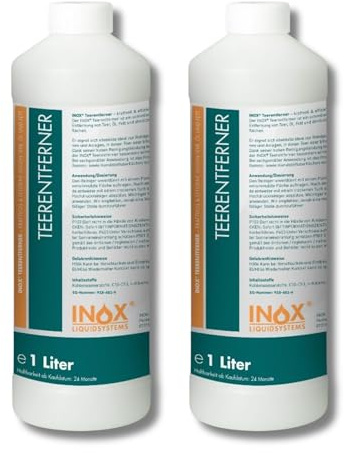 INOX® Auto Teerentferner 2 x 1L - Teerreiniger für Innenraum und Außen - Klebstoffentferner Baumharzentferner - Industriereiniger schonend zu Autolack und Chrom