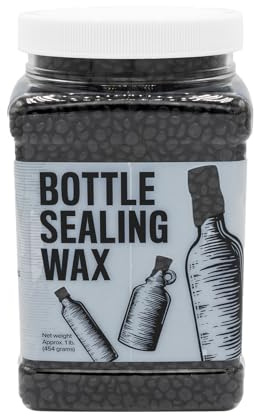 Blended Waxes, Inc. Bottle Sealing Wax Beads, Premium Pastille Wax Seal Beads For Wine, Beer, and Liquor Bottle Closure, Seals Between 25-30 Bottles, 1 lb, Black
