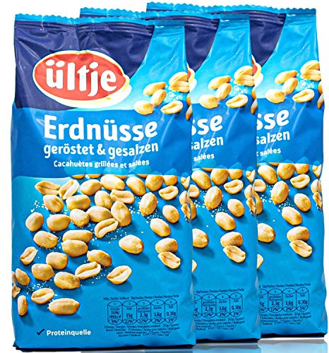 ültje - 3er Pack Erdnüsse geröstet und gesalzen in 900 g Packung - Erdnusskerne in Großpackung