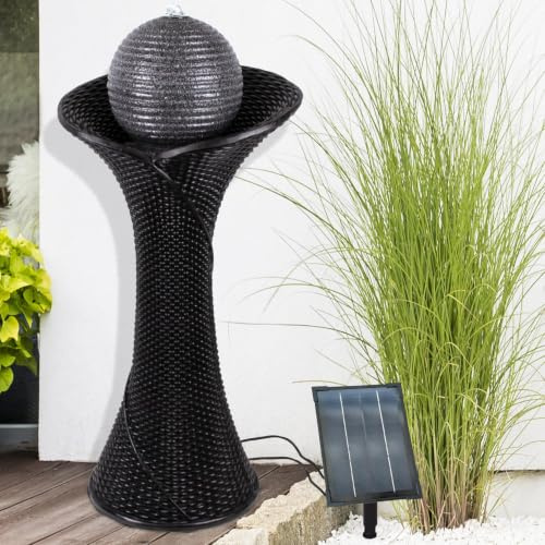 Solar Gartenbrunnen Brunnen Solarbrunnen Klassik-Garten Zierbrunnen Wasserfall Gartenleuchte Teichpumpe für Terrasse, Balkon, verbessertes Modell mit Pumpen-instant-Start-Funktion