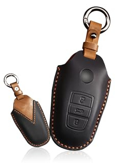 ontto Leder Autoschlüssel Hülle Passt für VW Touareg 2010 2011 2012 2013 2014 (nur Keyless) Schlüsselhülle Schlüsselanhänger Schlüssel Schutz Etui Schlüsselbox 3 Tasten-Schwarz A