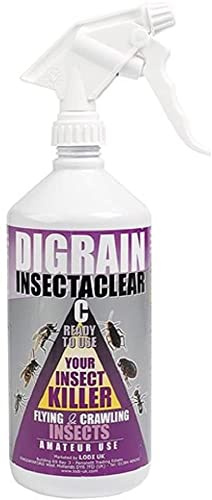 Digrain Insectaclear C Insect Killer Spray 1L – Kills Bed Bugs, Ants, Fleas, Spiders, Moths, Mosquitoes – Fast-Acting Pest Control for Indoor & Outdoor Use – HSE Approved