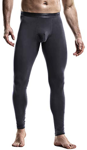Ouruikia Termiska Underkläder för män Termiska Underdelar Långa Johns Leggings Herr Termiska Byxor 2 i 1, Grå, M