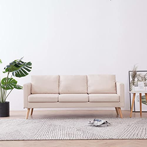 Chusui 3-Sitzer-Sofa, Couch, Wohnzimmer-Sofa, Couch Mit, Sofa Für Schlafzimmer, Jugendsofa, Relaxsofa, Stoff Cremeweiß