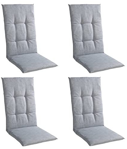 Gartenstuhlauflagen Hochlehner 4er Set - 118 x 48 cm - Hellgrau - Baumwolle - Polyester - Sesselauflage Sitzpolster Stuhlauflage
