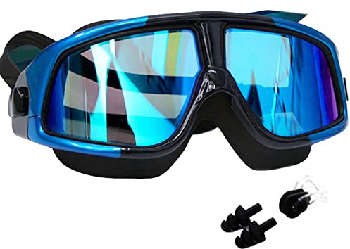 Tuzsocr Schwimmbrille mit polarisierten Gläsern, Anti-Beschlag-Maske, UV-Schutz, Tauchbrille, mit Nasenklammer, einfache Anpassung, weiche Brücke, für Herren und Damen, Unisex, Erwachsene, Jugendliche