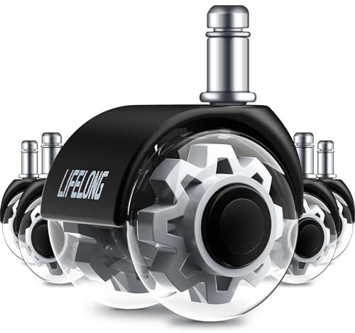 Ruote per sedie da ufficio Rotelle di ricambio per sedie in gomma per tutti i pavimenti, 11x22mm, rotelle silenziose e morbide (non per 1KEA 10 mm), trasparenti