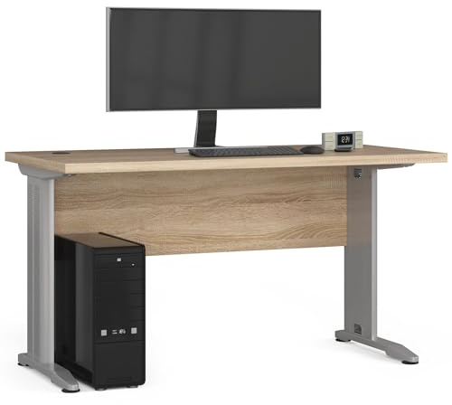 AKORD | Schreibtisch | Computer-Schreibtisch mit Metallfüßen | 135 cm Breit | Modernes Design | ABS-Kante | Laminierte Platte 32 cm | Sonoma-Eiche