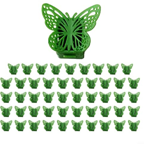 Pflanzenclips für Kletterpflanzen mit Aufklebern, unsichtbar, selbstklebend, für Pflanzen, Wand, Schmetterlings-Blätter, Ranken-Halter, Fixier-Clips für kleine und mittelgroße Pflanzen (50 Stück)