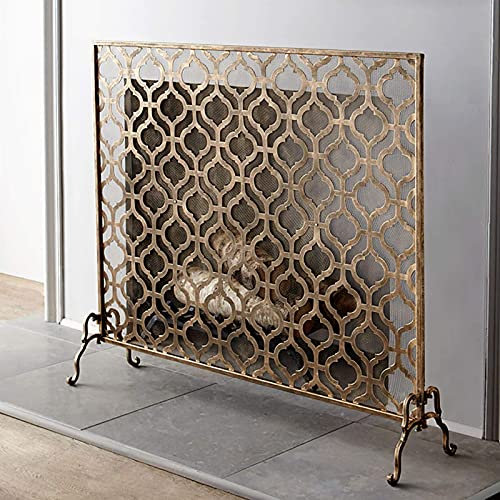 Kaminschutz Moderner Luxus-Kaminschirm Retro-Gold, 30 Zoll freistehender Kaminschirm aus Eisengeflecht Robuster einteiliger Metallrahmen Das ist so nett von Ihnen