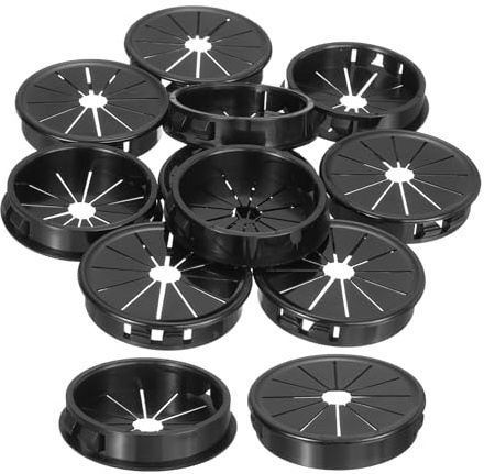 sourcing map 10Pcs Cable Grommets, Snap Bushing Grommet for Holes with 2(50mm) Mounting, Round Nylon Snap in Cable Desk Grommet for Cables and Cords Management, Black