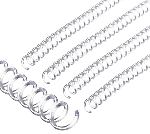 PATIKIL 20pcs 6mm Bobinas de Encuadernación en Espiral de Plástico, 30 Hojas, Paso 4:1, 48 Agujero Lomo de Encuadernación de Hojas Sueltas para Cuaderno Archivos DIY Oficina, Transparente