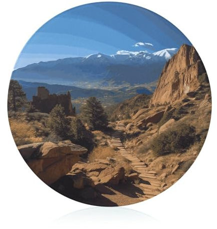 Schneideblock Pikes Peak Colorado Glasschneidebretter, runde Schneidematte, tragbare Schneidematten für Küchenzubehör, leicht zu reinigen