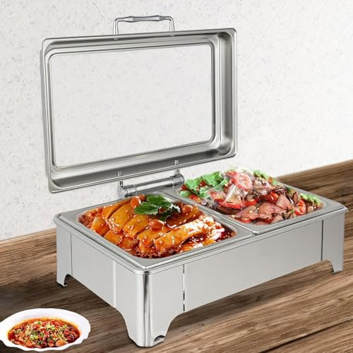 Kindevieft Chafing Dishes for Buffet Set, Chafers for Catering, Chafing Dish Buffet Set with Lids, Chafers and Buffet Warmers Sets, Serving Food Warmer, Chafers Servers Sets,13QT